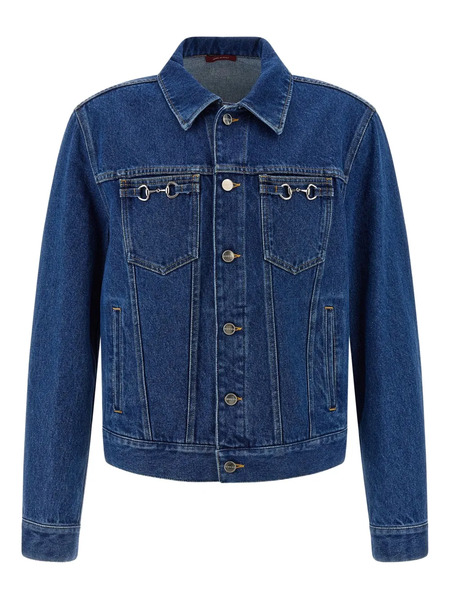  Gucci Contrast-stitching Horsebit Denim Jacket - Blue 