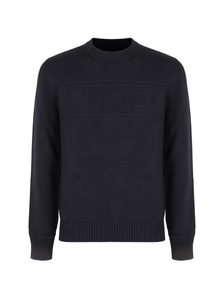  Gucci Embossed Long-sleeve Sweater - Blue 