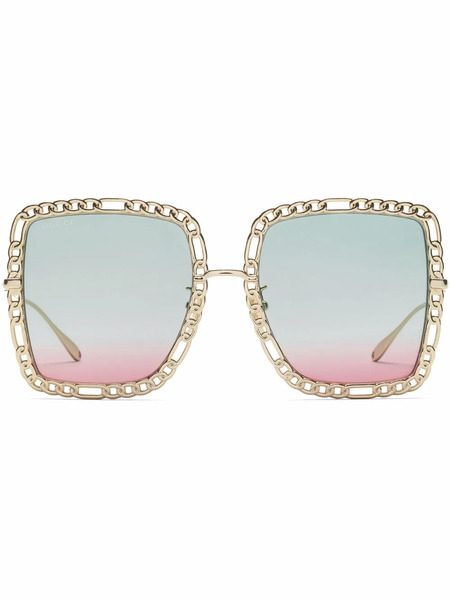  Gucci Eyewear Chain-link Frame Sunglasses - Blue 