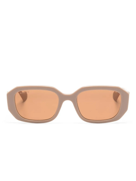 Gucci Eyewear Double-g Geometric-frame Sunglasses - Neutrals 