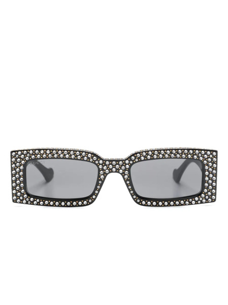  Gucci Eyewear Embellished Rectangle-frame Sunglasses - Black 