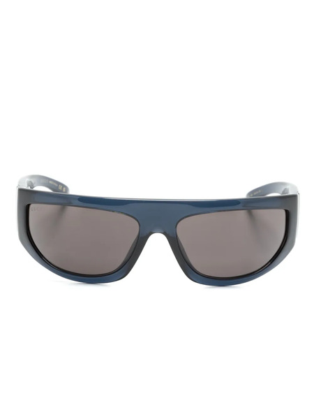  Gucci Eyewear Logo-plaque Shield-frame Sunglasses - Blue 