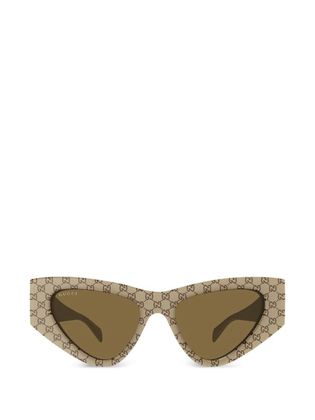  Gucci Eyewear Monogram Geometric-frame Sunglasses - Neutrals 