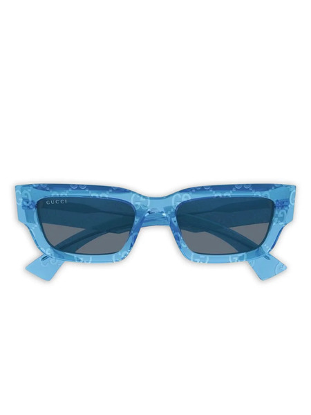  Gucci Eyewear Monogram Rectangle Sunglasses - Blue 