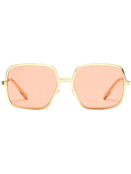 Gucci Eyewear Oversized Square Frame Sunglasses - Red 