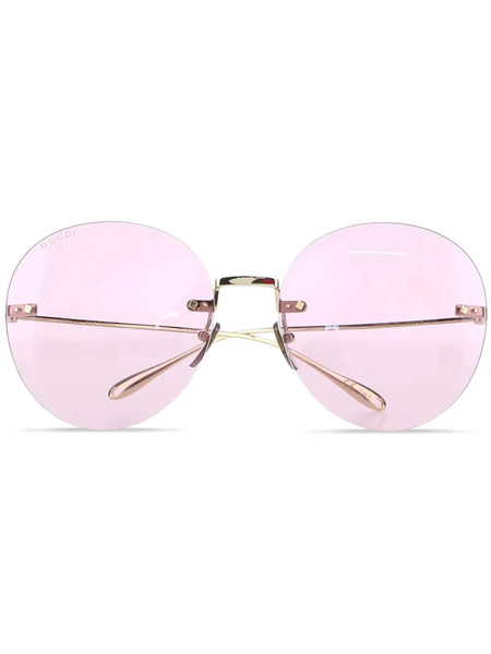 Gucci Eyewear Round Frame Sunglasses - Gold 