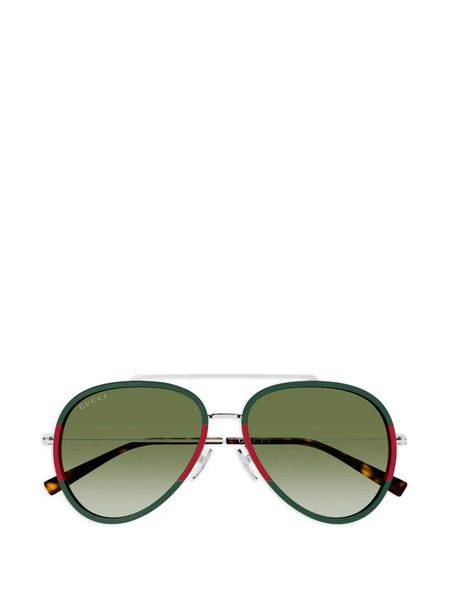  Gucci Eyewear Striped Pilot-frame Sunglasses - Green 
