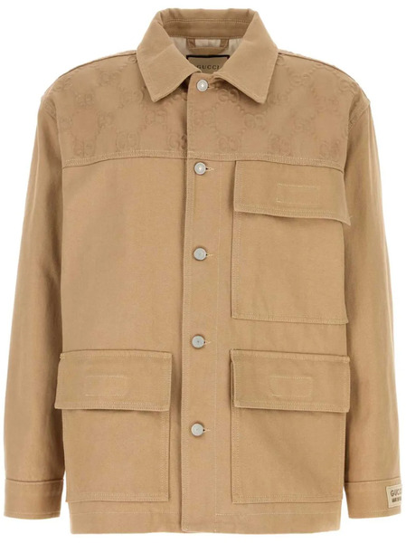  Gucci Gg-embossed Organic-cotton Jacket - Neutrals 