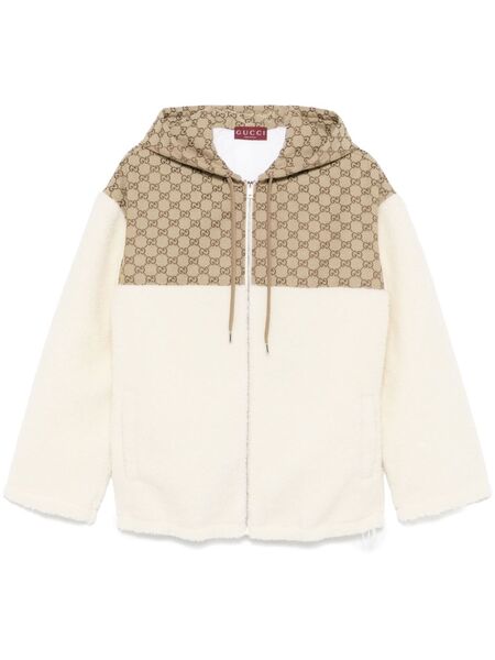  Gucci Gg-intarsia Fleece Jacket - Neutrals 