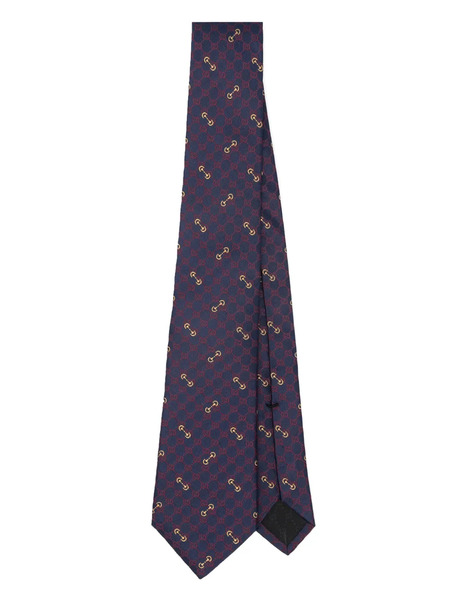  Gucci Gg Jacquard Silk Tie - Blue 