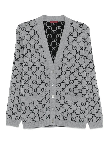  Gucci Gg-monogram Cardigan - Grey 