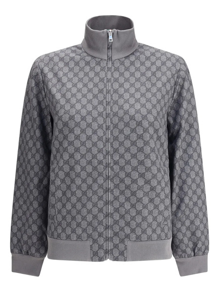  Gucci Gg-monogram Zip Jacket - Grey 