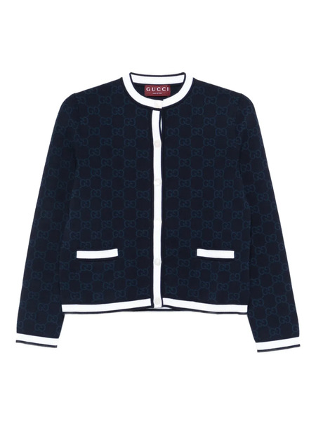 Gucci Gg-pattern Buttoned Cardigan - Blue 