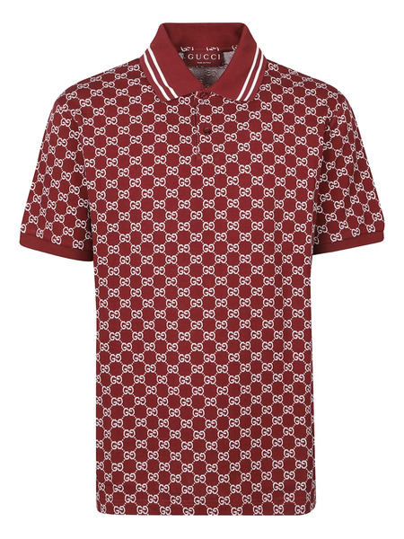  Gucci Gg-pattern Polo Shirt - Red 