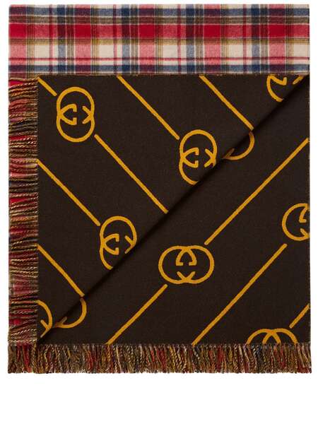  Gucci Gg Plaid Throw Blanket - Red 