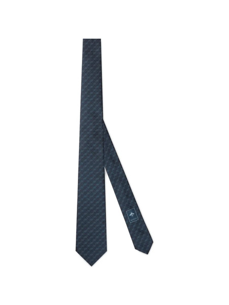  Gucci Gg Silk Jacquard Tie - Blue 