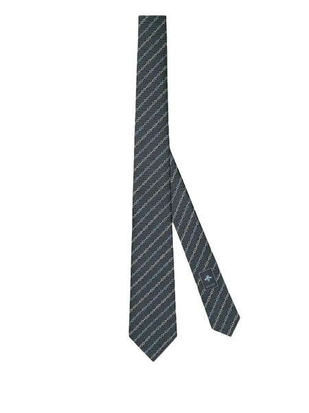  Gucci Horsebit-pattern Silk Tie - Grey 