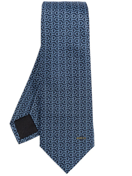  Gucci Horsebit Silk Tie - Blue 