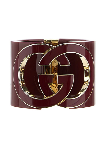  Gucci Interlocking-g Cut-out Bangle - Red 