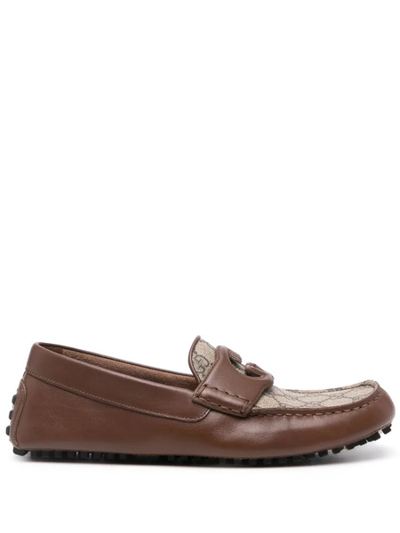  Gucci Interlocking G Leather Loafers - Brown 