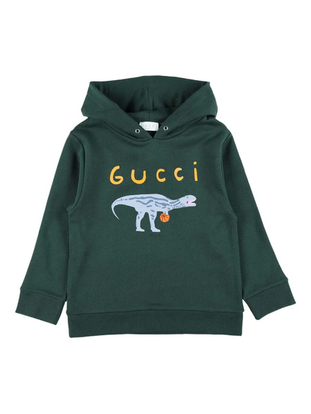  Gucci Kids Dinosaur-print Long-sleeve Hoodie - Green 