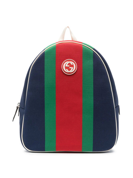  Gucci Kids Double G Striped Backpack - Blue 