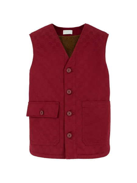  Gucci Kids Gg-pattern Buttoned Jacquard Gilet - Red 