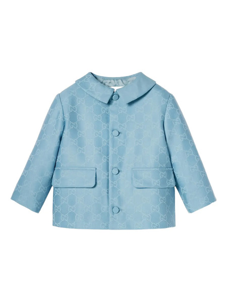  Gucci Kids Gg-pattern Peter-pan Collar Jacket - Blue 
