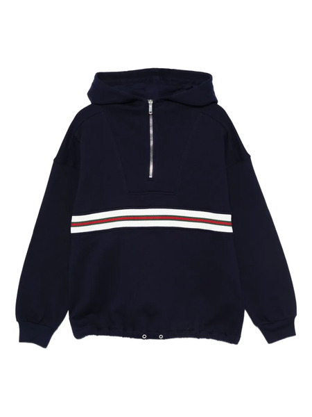  Gucci Kids Half-zip Striped-panel Hoodie - Blue 