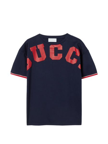  Gucci Kids Logo-print Crew-neck T-shirt - Blue 