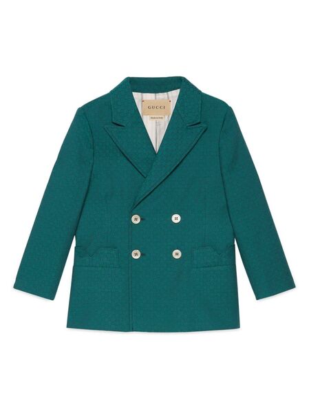  Gucci Kids Mini Square G-check Wool Jacket - Blue 