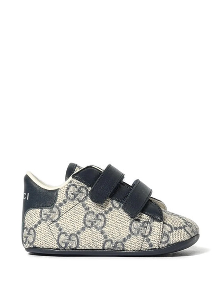  Gucci Kids Monogram Double Strap Sneakers - Neutrals 