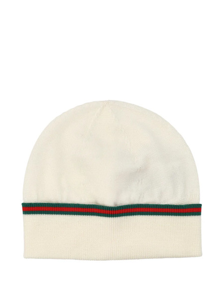  Gucci Kids Web-stripe Beanie - White 