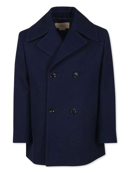  Gucci Kids Web Wool Coat - Blue 