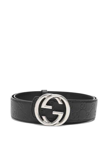  Gucci Logo-buckle Patterned Belt - Black 