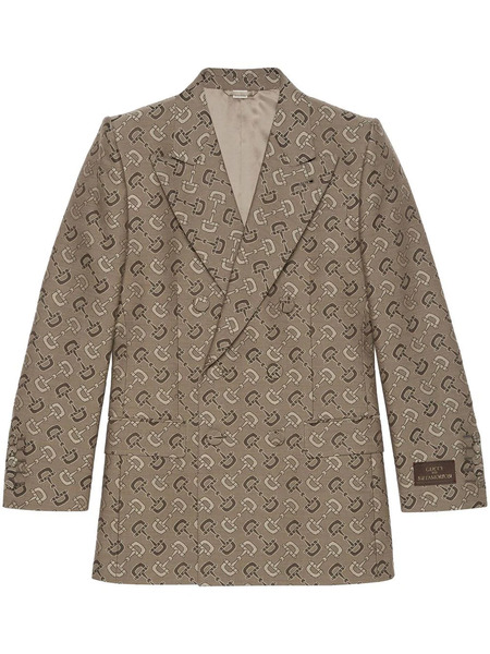  Gucci Maxi Horsebit Double-breasted Blazer - Neutrals 