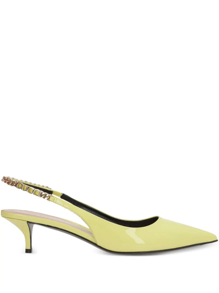  Gucci 45mm Signoria Chain-embellished Slingback Pumps - Yellow 