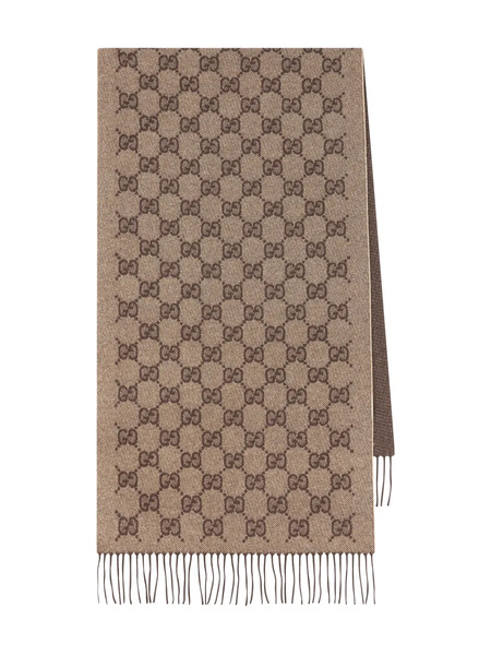  Gucci Monogram Fringed-trim Scarf - Neutrals 