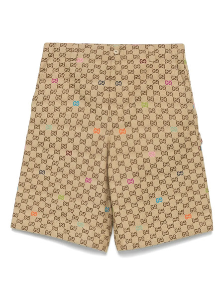  Gucci Monogram Logo Shorts - Neutrals 