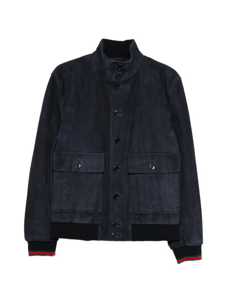  Gucci Pocket Leather Jacket - Blue 