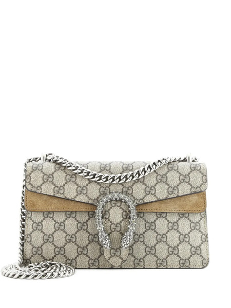  Gucci Pre-owned Dionysus Bag Gg Coated Canvas With Crystal Embellished Metal Small Shoulder Bag - Brown 