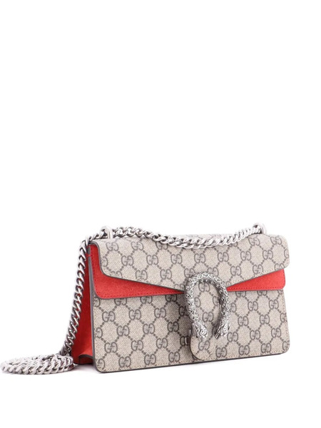  Gucci Pre-owned Dionysus Bag Gg Coated Canvas With Crystal Embellished Metal Small Shoulder Bag - Brown 