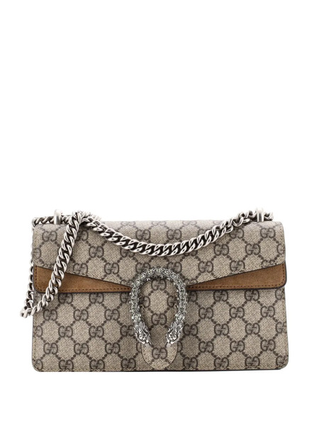  Gucci Pre-owned Dionysus Bag Gg Coated Canvas With Crystal Embellished Metal Small Shoulder Bag - Brown 