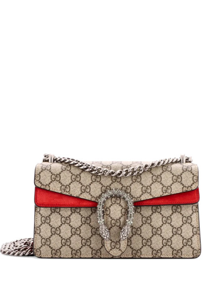  Gucci Pre-owned Dionysus Bag Gg Coated Canvas With Crystal Embellished Metal Small Shoulder Bag - Brown 