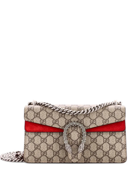  Gucci Pre-owned Dionysus Bag Gg Coated Canvas With Crystal Embellished Metal Small Shoulder Bag - Brown 