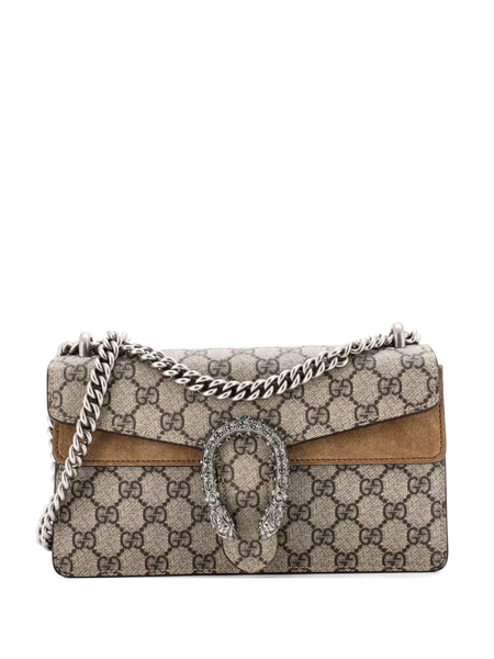  Gucci Pre-owned Dionysus Bag Gg Coated Canvas With Crystal Embellished Metal Small Shoulder Bag - Brown 