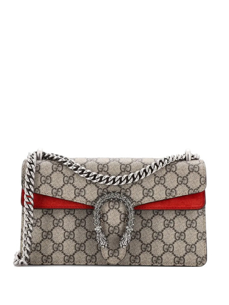  Gucci Pre-owned Dionysus Bag Gg Coated Canvas With Crystal Embellished Metal Small Shoulder Bag - Brown 