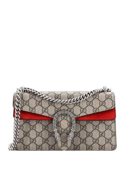  Gucci Pre-owned Dionysus Bag Gg Coated Canvas With Crystal Embellished Metal Small Shoulder Bag - Brown 