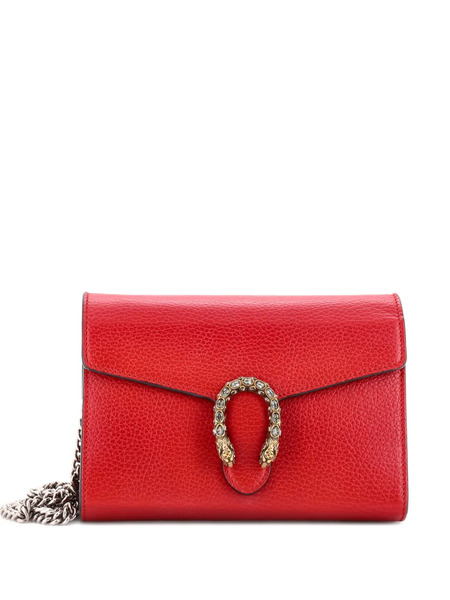  Gucci Pre-owned Dionysus Chain Wallet Leather With Embellished Detail Small Crossbody Bag - Red 