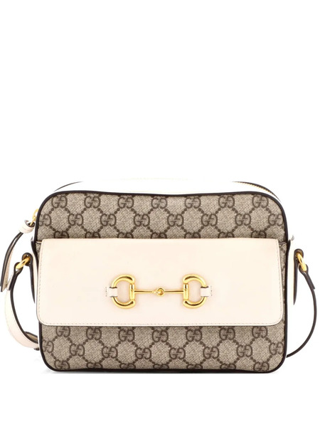  Gucci Pre-owned Horsebit 1955 Flap Pocket Camera Bag Gg Coated Canvas And Leather Small Crossbody Bag - Brown 